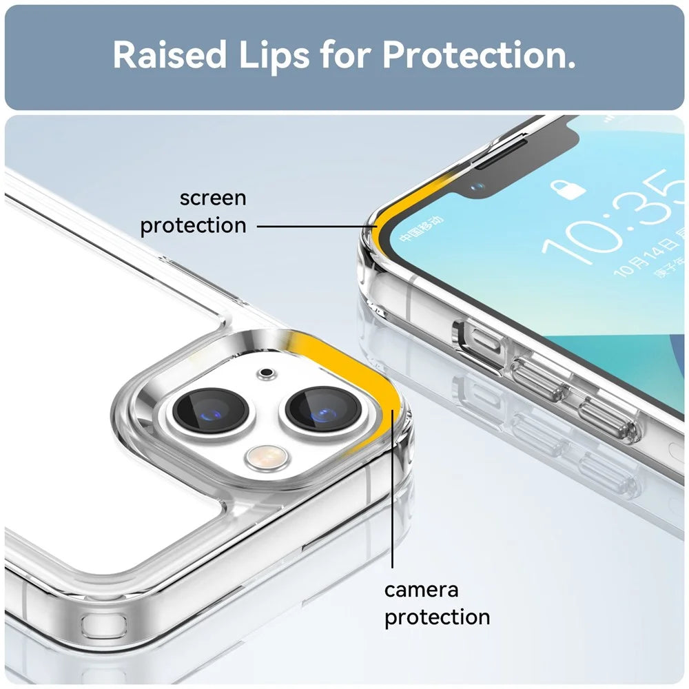 For iPhone 14 Plus 6.7 inch TPU + Acrylic Hybrid Phone Case Anti-drop Anti-fingerprint Back Cover - Transparent - 7