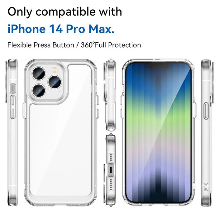 For iPhone 14 Pro Max 6.7 inch TPU + Acrylic Mobile Phone Protective Case Anti-drop Anti-scratch Back Cover - Transparent - 4
