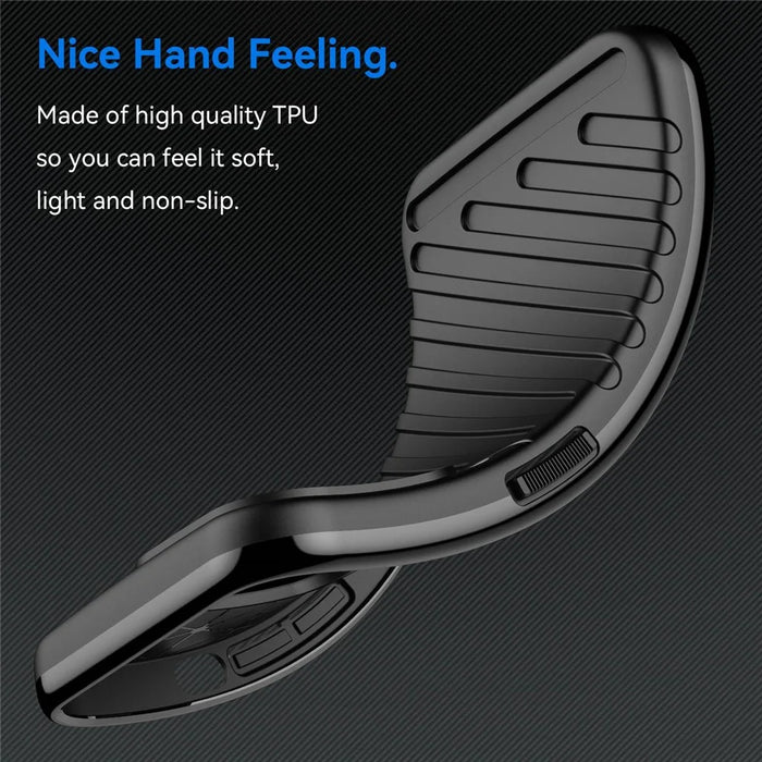 For iPhone 14 6.1 inch Thunder Series Twill Texture Anti-slip Phone Case Thickened TPU Protective Back Cover - Black - 5