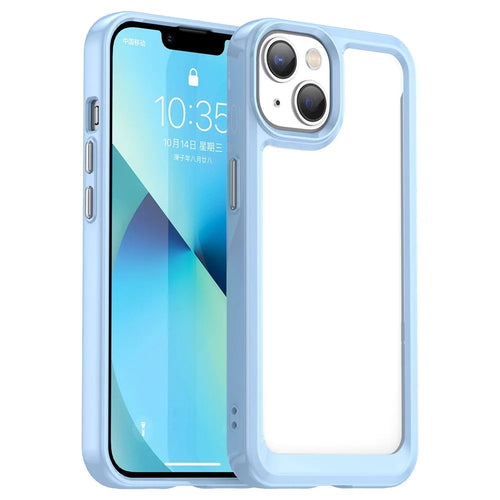 TPU + Acrylic Clear Phone Case for iPhone 14 6.1 inch, Anti-drop Anti-scratch Smartphone Back Cover - Blue - 1