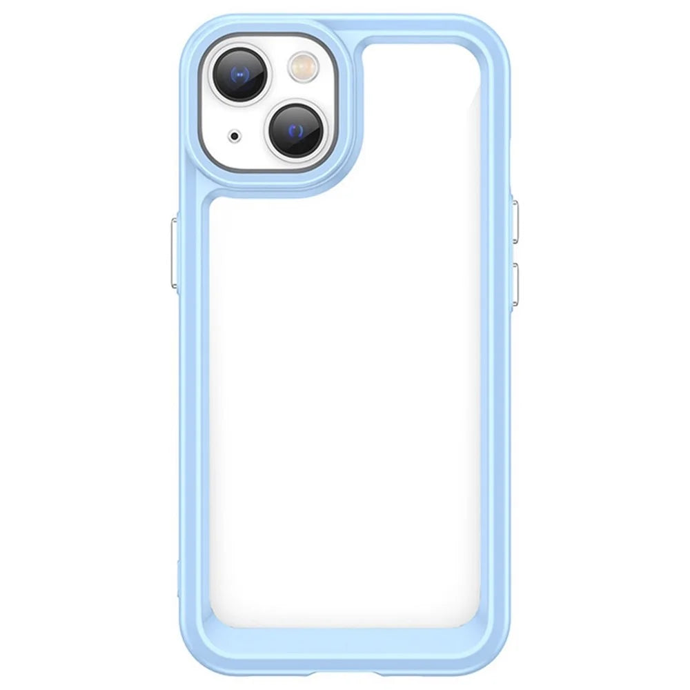 TPU + Acrylic Clear Phone Case for iPhone 14 6.1 inch, Anti-drop Anti-scratch Smartphone Back Cover - Blue - 2
