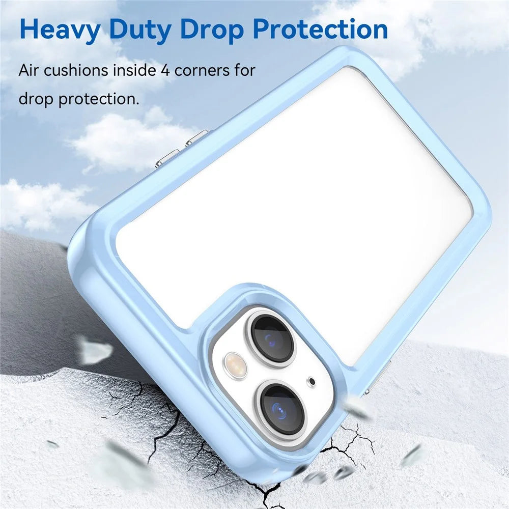 TPU + Acrylic Clear Phone Case for iPhone 14 6.1 inch, Anti-drop Anti-scratch Smartphone Back Cover - Blue - 4