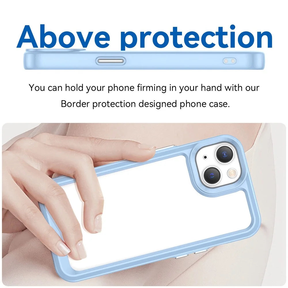 TPU + Acrylic Clear Phone Case for iPhone 14 6.1 inch, Anti-drop Anti-scratch Smartphone Back Cover - Blue - 5