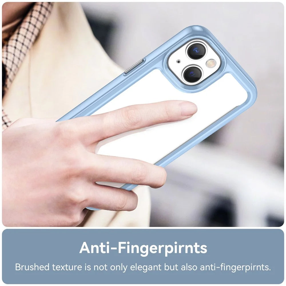TPU + Acrylic Clear Phone Case for iPhone 14 6.1 inch, Anti-drop Anti-scratch Smartphone Back Cover - Blue - 6