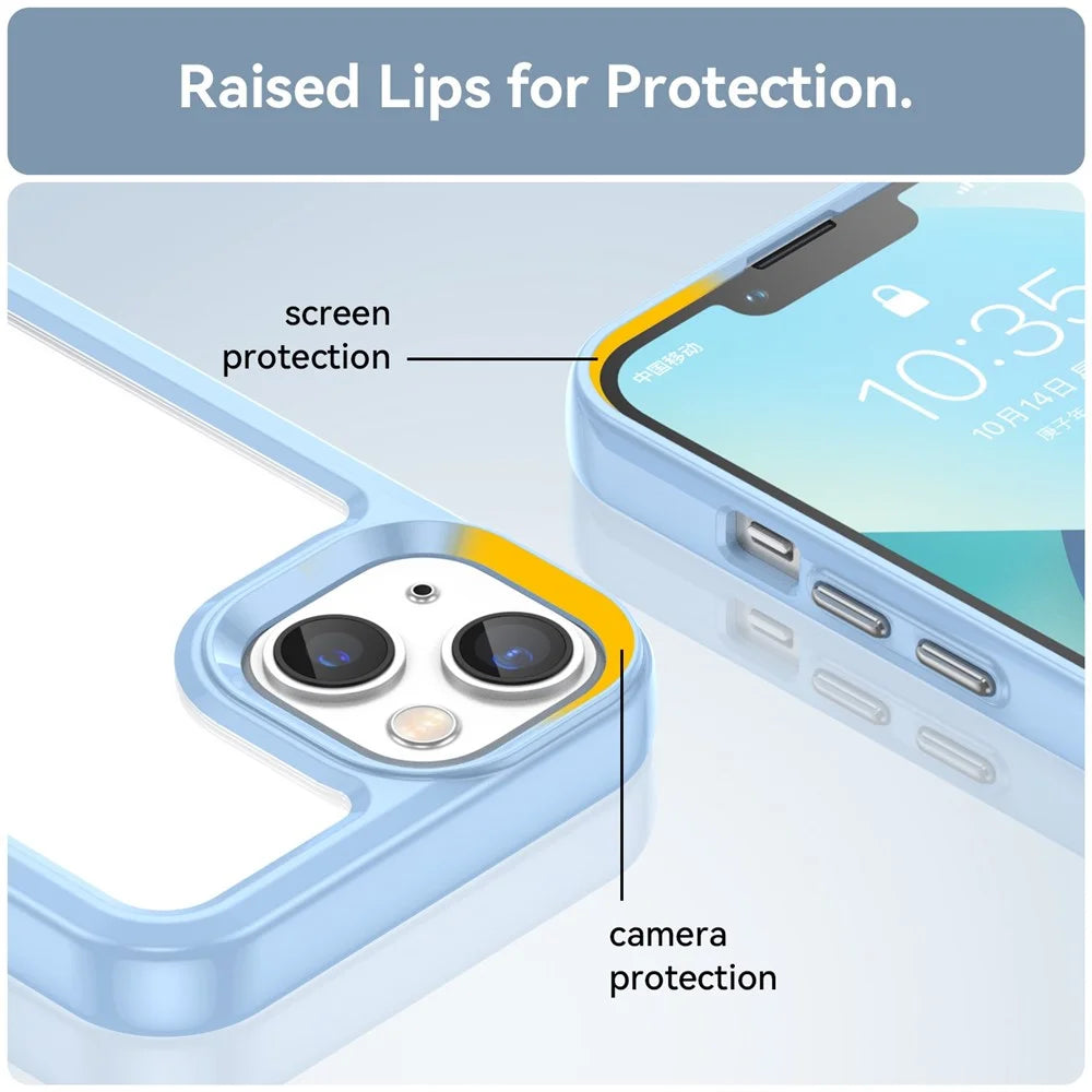 TPU + Acrylic Clear Phone Case for iPhone 14 6.1 inch, Anti-drop Anti-scratch Smartphone Back Cover - Blue - 7