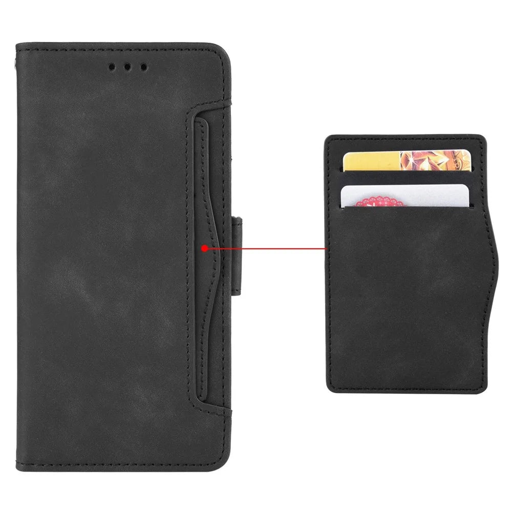 For HTC Desire 22 Pro 5G Bump Proof PU Leather Flip Wallet Case Multiple Card Slots Stand Magnetic Mobile Phone Cover - Black - 4