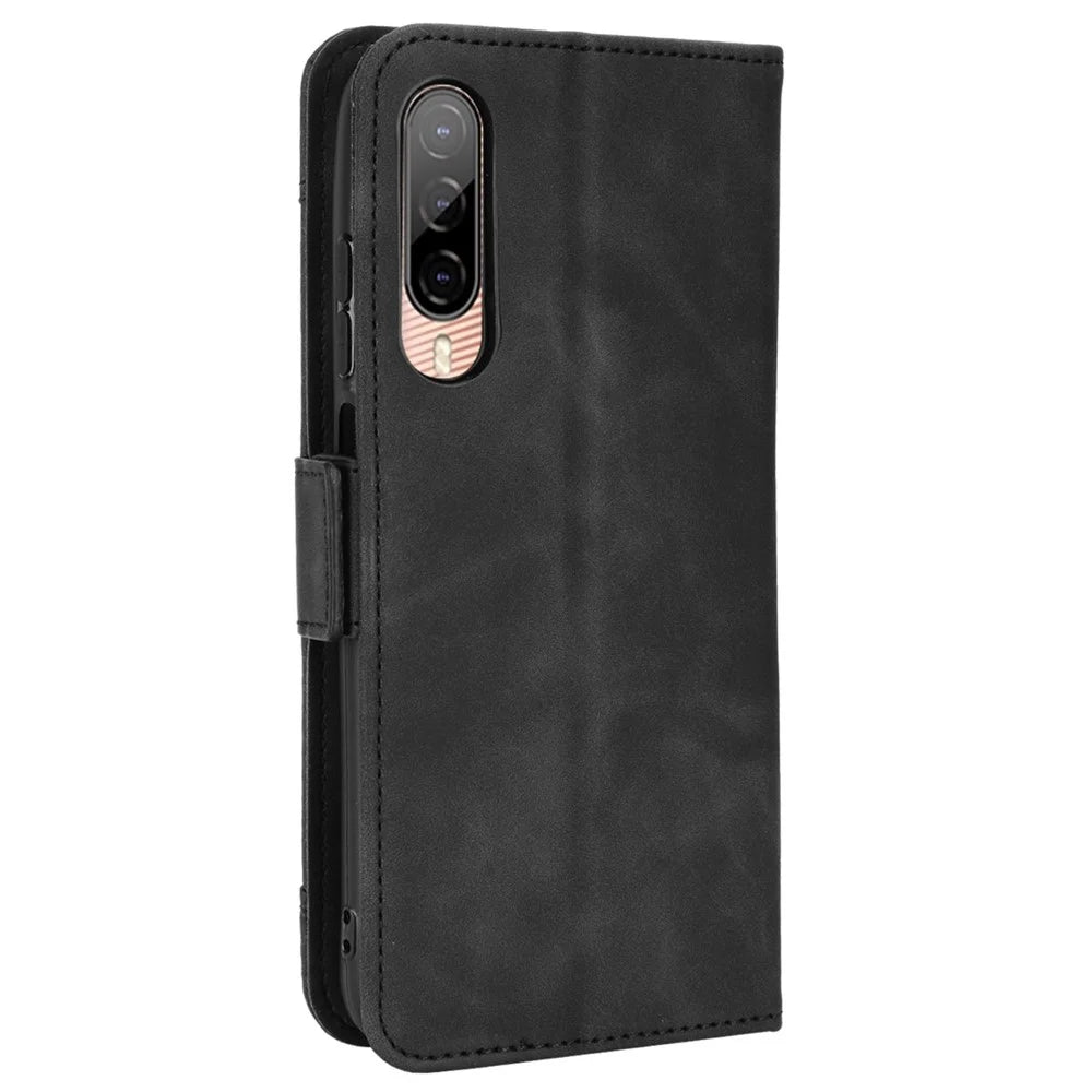 For HTC Desire 22 Pro 5G Bump Proof PU Leather Flip Wallet Case Multiple Card Slots Stand Magnetic Mobile Phone Cover - Black - 7