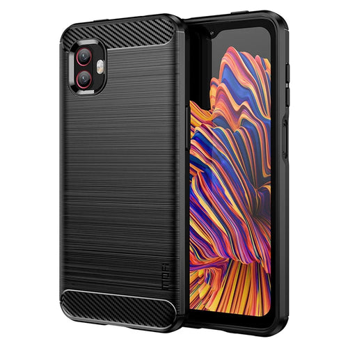 MOFI JK TPU Series-1 for Samsung Galaxy Xcover6 Pro 5G / Xcover Pro 2 5G Brushed Surface Carbon Fiber Phone Case Flexible TPU Anti-wear Anti-fingerprint Protector - Black - 1
