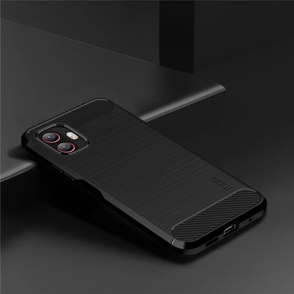 MOFI JK TPU Series-1 for Samsung Galaxy Xcover6 Pro 5G / Xcover Pro 2 5G Brushed Surface Carbon Fiber Phone Case Flexible TPU Anti-wear Anti-fingerprint Protector - Black - 2