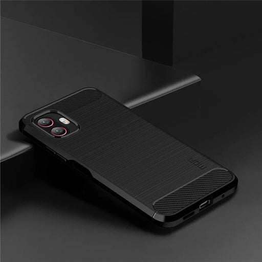 MOFI JK TPU Series-1 for Samsung Galaxy Xcover6 Pro 5G / Xcover Pro 2 5G Brushed Surface Carbon Fiber Phone Case Flexible TPU Anti-wear Anti-fingerprint Protector - Black - 2