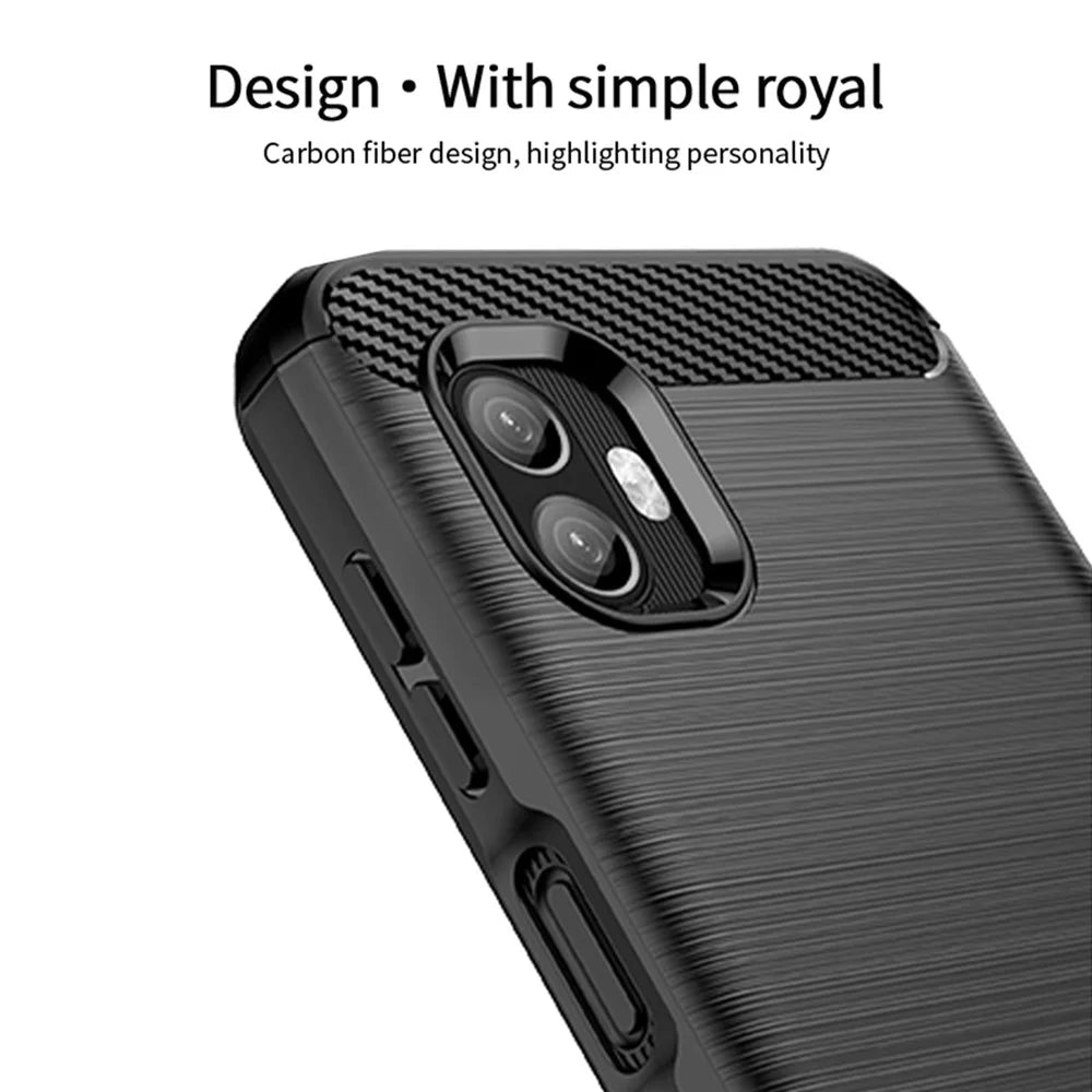 MOFI JK TPU Series-1 for Samsung Galaxy Xcover6 Pro 5G / Xcover Pro 2 5G Brushed Surface Carbon Fiber Phone Case Flexible TPU Anti-wear Anti-fingerprint Protector - Black - 5