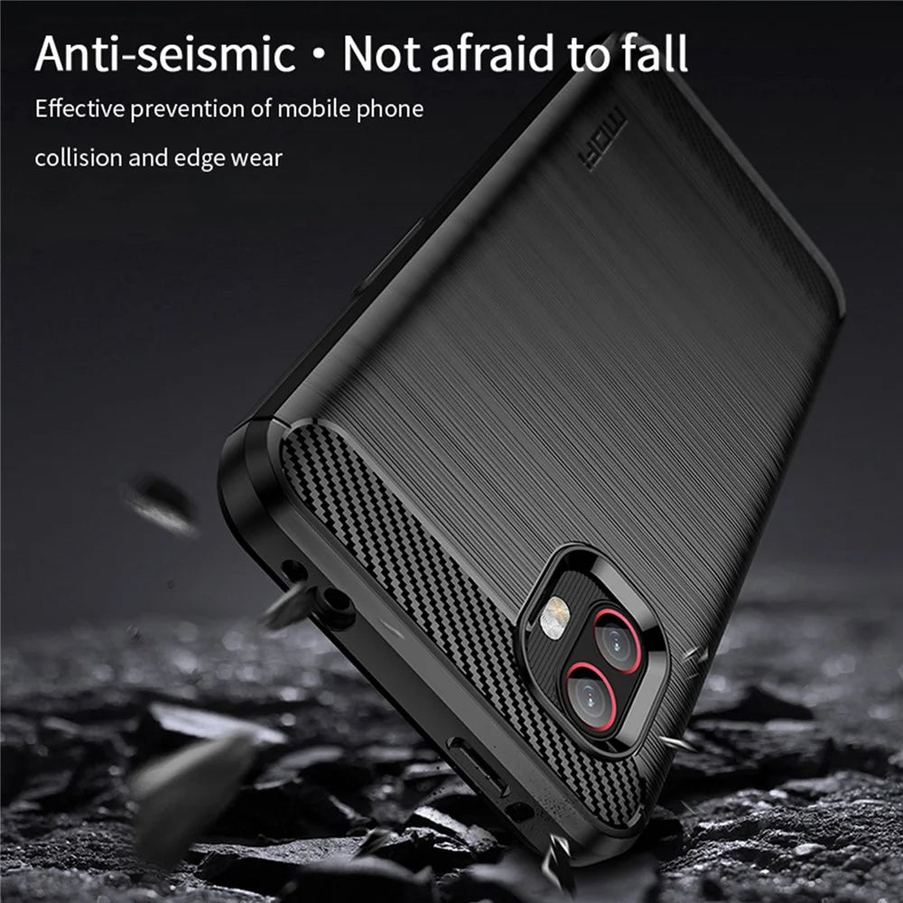 MOFI JK TPU Series-1 for Samsung Galaxy Xcover6 Pro 5G / Xcover Pro 2 5G Brushed Surface Carbon Fiber Phone Case Flexible TPU Anti-wear Anti-fingerprint Protector - Black - 6