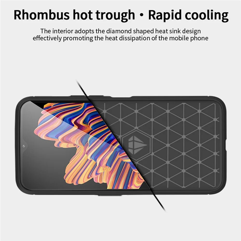 MOFI JK TPU Series-1 for Samsung Galaxy Xcover6 Pro 5G / Xcover Pro 2 5G Brushed Surface Carbon Fiber Phone Case Flexible TPU Anti-wear Anti-fingerprint Protector - Black - 7