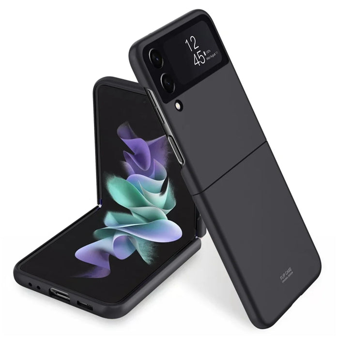 For Samsung Galaxy Z Flip4 5G Scratch Resistant Hard PC Phone Case Rubberized Matte Protective Cover - Black - 1