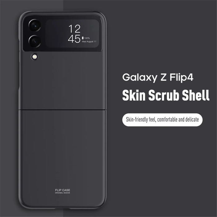 For Samsung Galaxy Z Flip4 5G Scratch Resistant Hard PC Phone Case Rubberized Matte Protective Cover - Black - 3