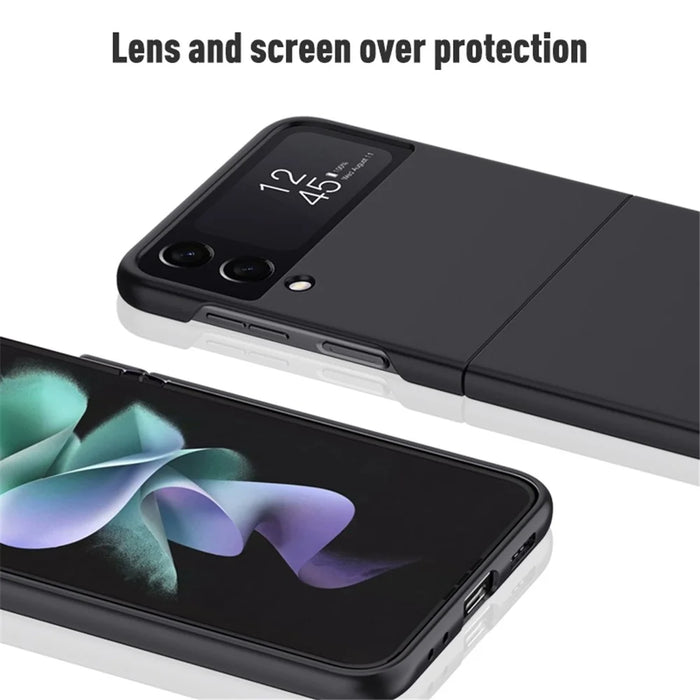 For Samsung Galaxy Z Flip4 5G Scratch Resistant Hard PC Phone Case Rubberized Matte Protective Cover - Black - 5
