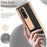 For Samsung Galaxy Z Fold4 5G Hinge Protection Anti-fall PU Leather + Hard PC Shell Electroplating Kickstand Cover with Built-in Tempered Glass Screen Protector and S Pen - Black - 3