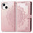 For iPhone 14 6.1 inch Mandala Pattern Embossed Leather Wallet Case Magnetic Clasp Phone Stand Cover with Strap - Rose Gold - 1