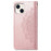 For iPhone 14 6.1 inch Mandala Pattern Embossed Leather Wallet Case Magnetic Clasp Phone Stand Cover with Strap - Rose Gold - 6