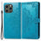 For iPhone 14 Pro 6.1 inch Embossed Mandala Pattern Folding Stand PU Leather Case Wallet Style Flip Cover with Hand Strap - Blue - 1
