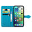 For iPhone 14 Pro 6.1 inch Embossed Mandala Pattern Folding Stand PU Leather Case Wallet Style Flip Cover with Hand Strap - Blue - 2