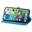 For iPhone 14 Pro 6.1 inch Embossed Mandala Pattern Folding Stand PU Leather Case Wallet Style Flip Cover with Hand Strap - Blue - 3