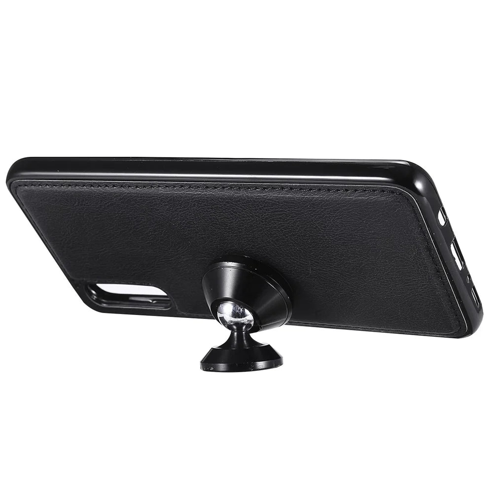 For Samsung Galaxy A50 / A50s / A30s Case 2 in 1 Detachable Magnetic Leather Wallet Mobile Cover with Strap - Black - 2