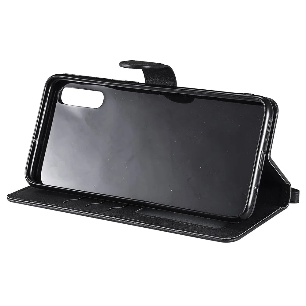For Samsung Galaxy A50 / A50s / A30s Case 2 in 1 Detachable Magnetic Leather Wallet Mobile Cover with Strap - Black - 3