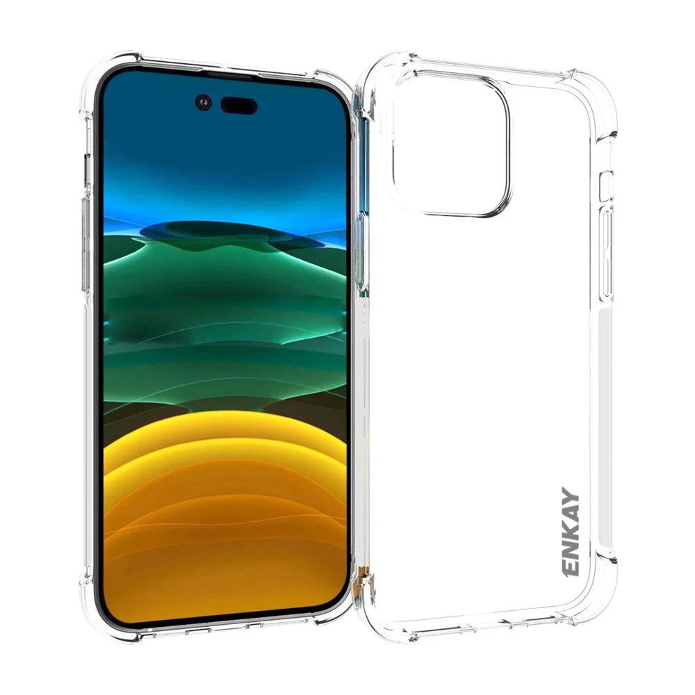 ENKAY HAT PRINCE For iPhone 14 Pro 6.1 inch Anti-fall Crystal Clear Phone Case with Shock-Absorbing Corners Anti-slip Strip Edge Protective TPU Back Cover - 1