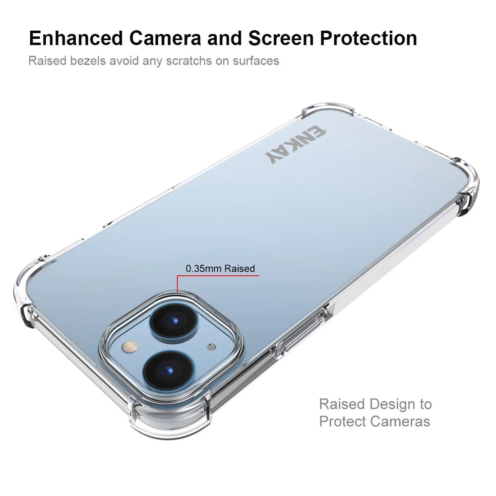 ENKAY HAT PRINCE For iPhone 14 6.1 inch Anti-scratch Clear Thickened Corners Phone Case Anti-slip Strip Edge Drop-proof TPU Back Cover - 3