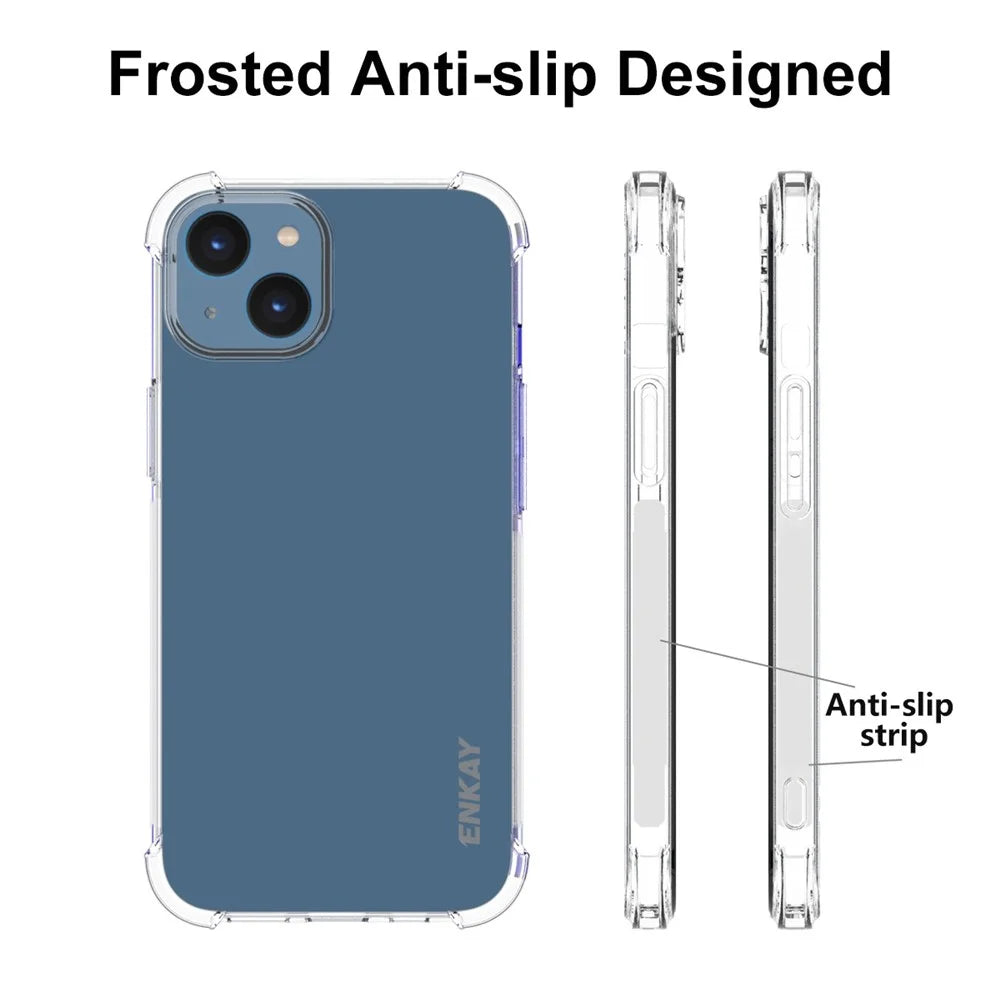 ENKAY HAT PRINCE For iPhone 14 6.1 inch Anti-scratch Clear Thickened Corners Phone Case Anti-slip Strip Edge Drop-proof TPU Back Cover - 4
