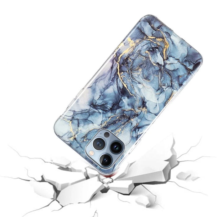 Soft TPU Case for iPhone 14 Pro Max 6.7 inch, IMD Marble Pattern Scratch-resistant Protective Cover Phone Shell - Grey - 2