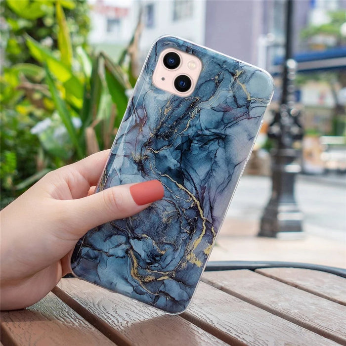 IMD Marble Pattern TPU Case for iPhone 14 6.1 inch, Wear-resistant Well-protected Cell Phone Cover - Grey - 6