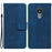For Nokia C21 Drop-proof Flip Wallet Case Foldable Stand PU Leather Case Geometry Pattern Imprinted Phone Cover with Strap - Blue - 1