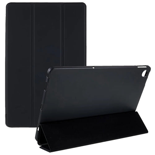 For Lenovo Tab M10 Plus (3rd Gen) / Xiaoxin Pad 2022 10.6 inch Light Thin Anti-wear PU Tablet Case Matte TPU Trifold Stand Cover - Black - 1