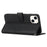 For iPhone 14 Plus 6.7 inch Stitching PU Leather Phone Cover Wallet Foldable Stand Folio Flip Case with Strap - Black - 3