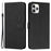 For iPhone 14 Pro Max 6.7 inch Skin-touch Feeling PU Leather Case Stand Wallet Heart Shape Imprinted Phone Cover with Strap - Black - 1