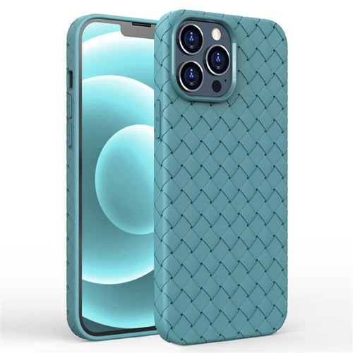 For iPhone 14 Pro Max 6.7 inch Woven Texture TPU Phone Case Heat Dissipation Phone Protective Cover - Grey - 1