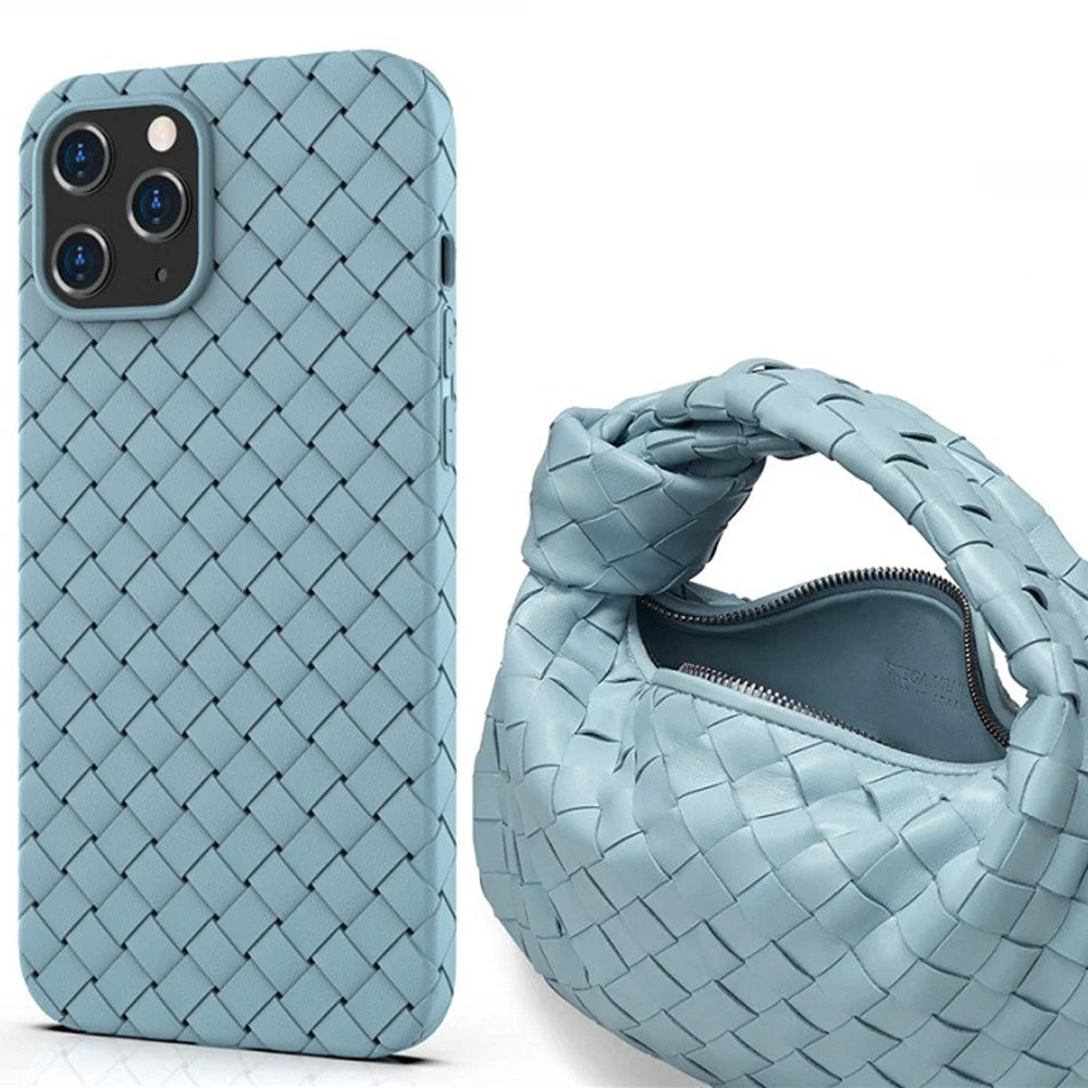 For iPhone 14 Pro Max 6.7 inch Woven Texture TPU Phone Case Heat Dissipation Phone Protective Cover - Grey - 4