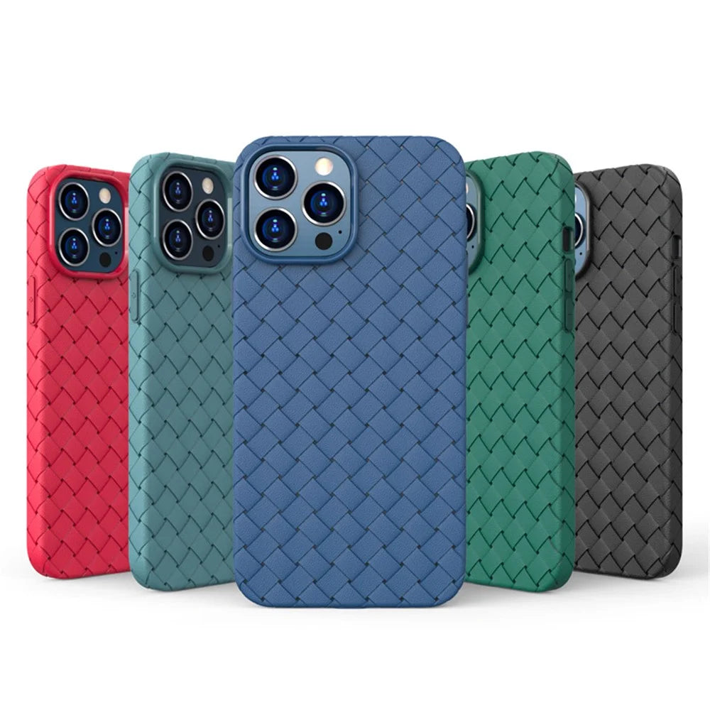 For iPhone 14 Pro Max 6.7 inch Woven Texture TPU Phone Case Heat Dissipation Phone Protective Cover - Grey - 7