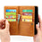 For iPhone 14 Plus 6.7 inch Magnetic Split Leather Case Multiple Card Slots Wallet Full Protective Folio Stand Cover with Hand Strap - Brown - 3