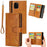 For iPhone 14 6.1 inch Wallet Flip Phone Cover Split Leather Multiple Card Slots Magnetic Closure Stand Cover with Hand Strap - Brown - 6