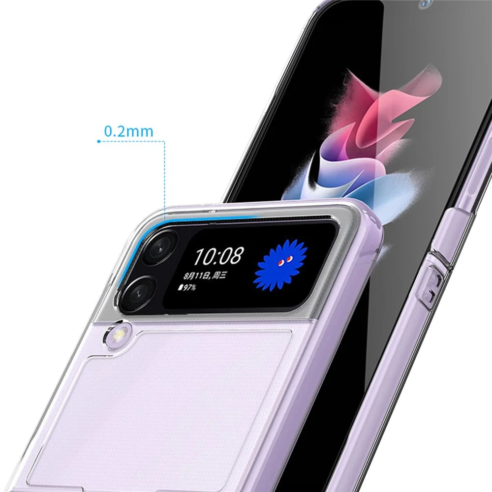 For Samsung Galaxy Z Flip4 5G Anti-scratch Phone Case with Ring Holder Clear PVC + PC + Metal Mobile Phone Back Cover - 5