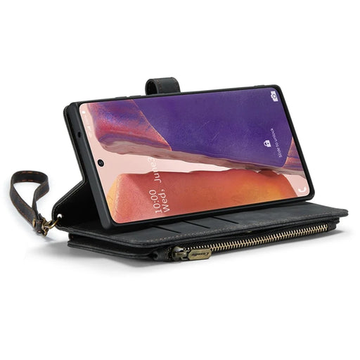 For Samsung Galaxy Note20 5G / 4G Phone Cases with Strap CASEME C30 Zipper Multiple Card Holder PU Leather Cover - Black - 2