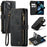 For iPhone 13 Pro Phone Cases with Strap CASEME C30 Zipper Multiple Card Holder PU Leather Cover - Black - 1