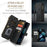 For iPhone 13 Pro Phone Cases with Strap CASEME C30 Zipper Multiple Card Holder PU Leather Cover - Black - 6
