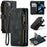For iPhone 13 mini Phone Cases with Strap CASEME C30 Zipper Multiple Card Holder PU Leather Cover - Black - 1