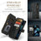 For iPhone 13 mini Phone Cases with Strap CASEME C30 Zipper Multiple Card Holder PU Leather Cover - Black - 6