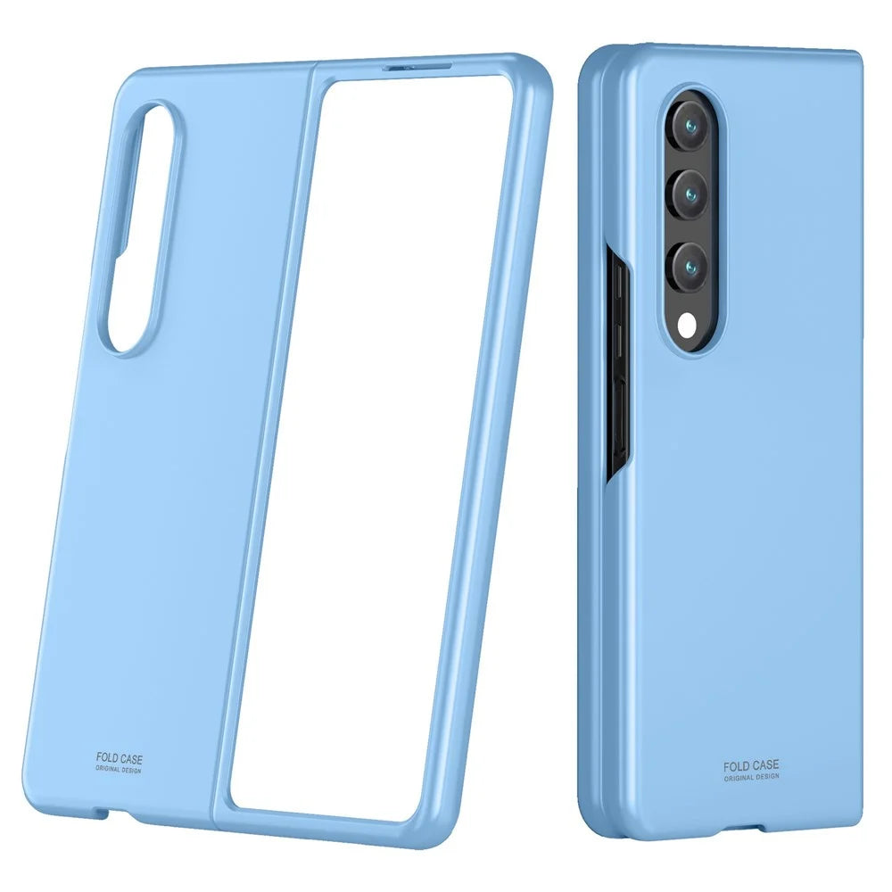 For Samsung Galaxy Z Fold4 5G Folding Phone Case Skin-touch Matte Finish Hard PC Back Cover - Blue - 1