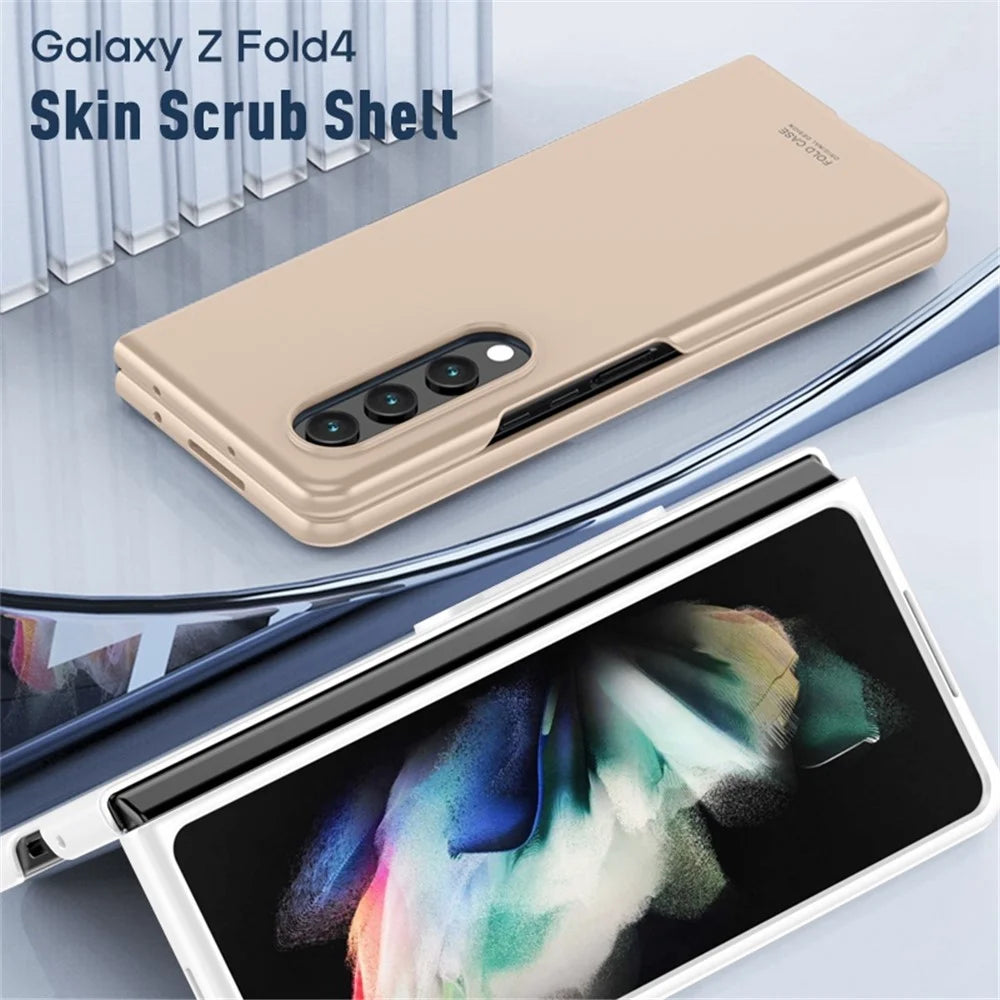 For Samsung Galaxy Z Fold4 5G Folding Phone Case Skin-touch Matte Finish Hard PC Back Cover - Blue - 3